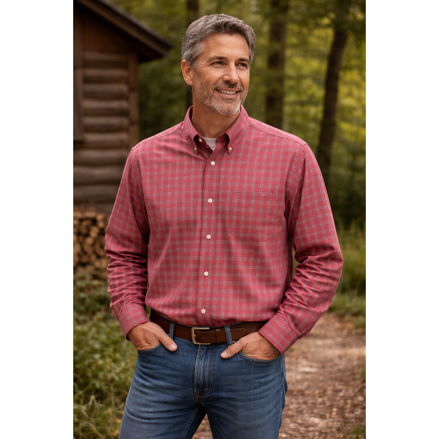 Ll Bean Wrinkle Resistant Mens Red Button Down Long Sleeve Plaid Shirt Size Xl